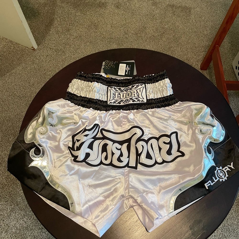 Fluory Boxing Shorts in Black and Silver